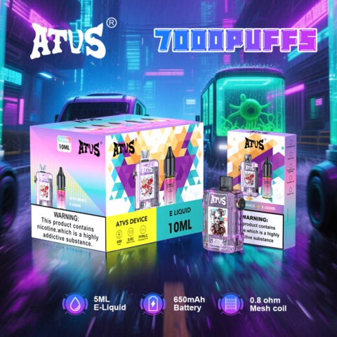 DE012 7000 Puffs Disposable Vapes with rechargeable and adjustable airflow ATVS Vape