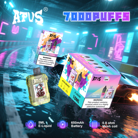 DE012 7000 Puffs Disposable Vapes with rechargeable and adjustable airflow ATVS Vape