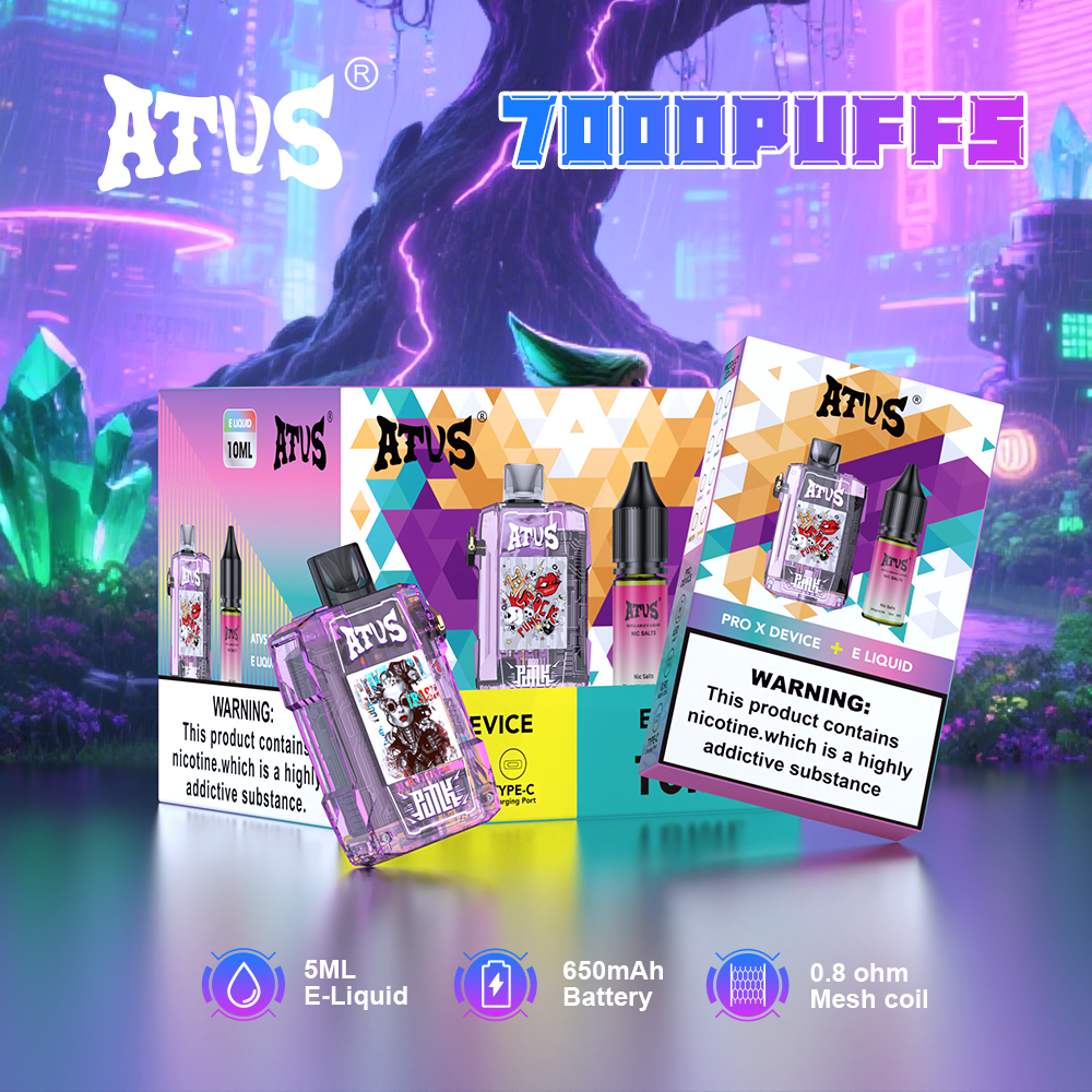 DE012 7000 Puffs Disposable Vapes with rechargeable and adjustable airflow ATVS Vape