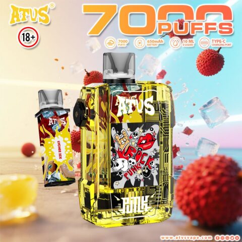 DE012 7000 Puffs Disposable Vapes with rechargeable and adjustable airflow ATVS Vape