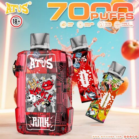 DE012 7000 Puffs Disposable Vapes with rechargeable and adjustable airflow ATVS Vape