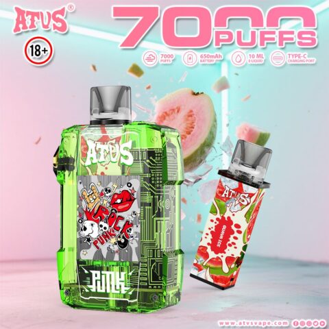 DE012 7000 Puffs Disposable Vapes with rechargeable and adjustable airflow ATVS Vape