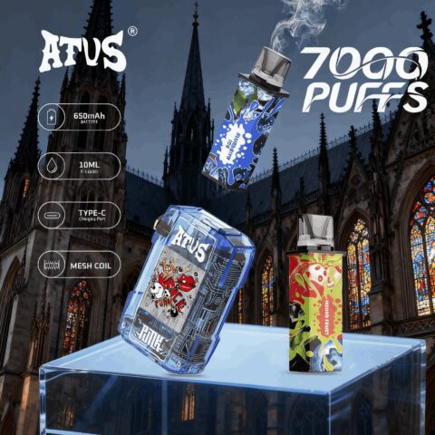 DE012 7000 Puffs Disposable Vapes with rechargeable and adjustable airflow ATVS Vape