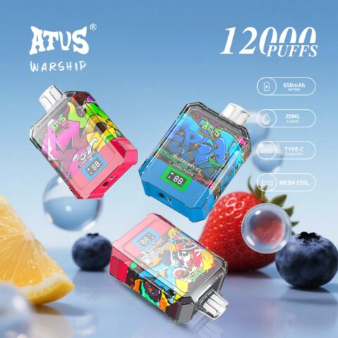 DE013A 12000 Puffs Disposable Vapes with LED display screen and adjustable airflow ATVS Vape