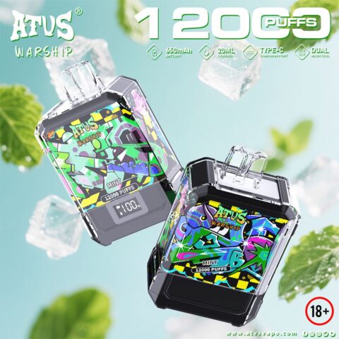 DE013A 12000 Puffs Disposable Vapes with LED display screen and adjustable airflow ATVS Vape