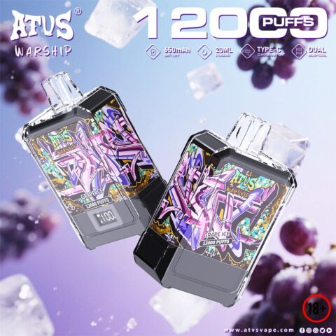 DE013A 12000 Puffs Disposable Vapes with LED display screen and adjustable airflow ATVS Vape