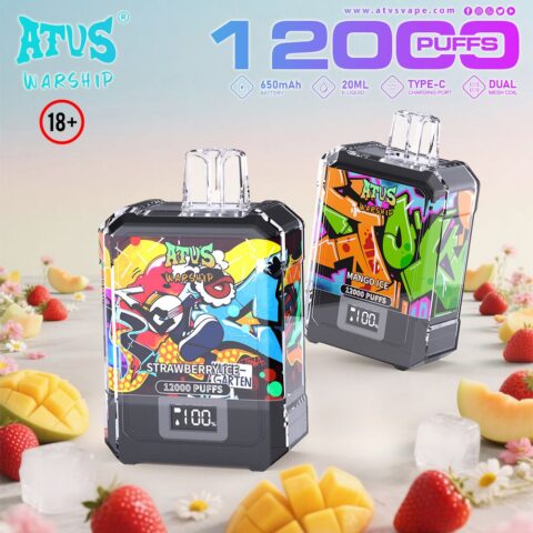 DE013A 12000 Puffs Disposable Vapes with LED display screen and adjustable airflow ATVS Vape