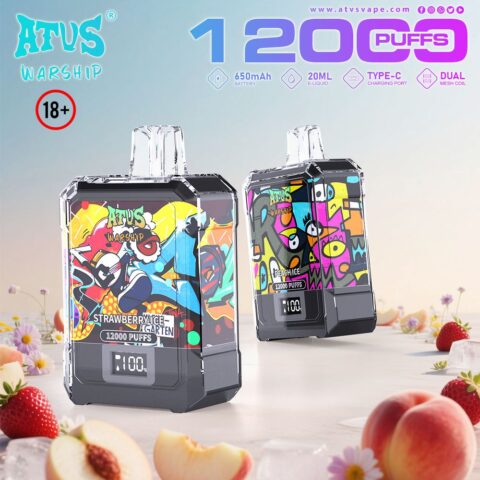 DE013A 12000 Puffs Disposable Vapes with LED display screen and adjustable airflow ATVS Vape