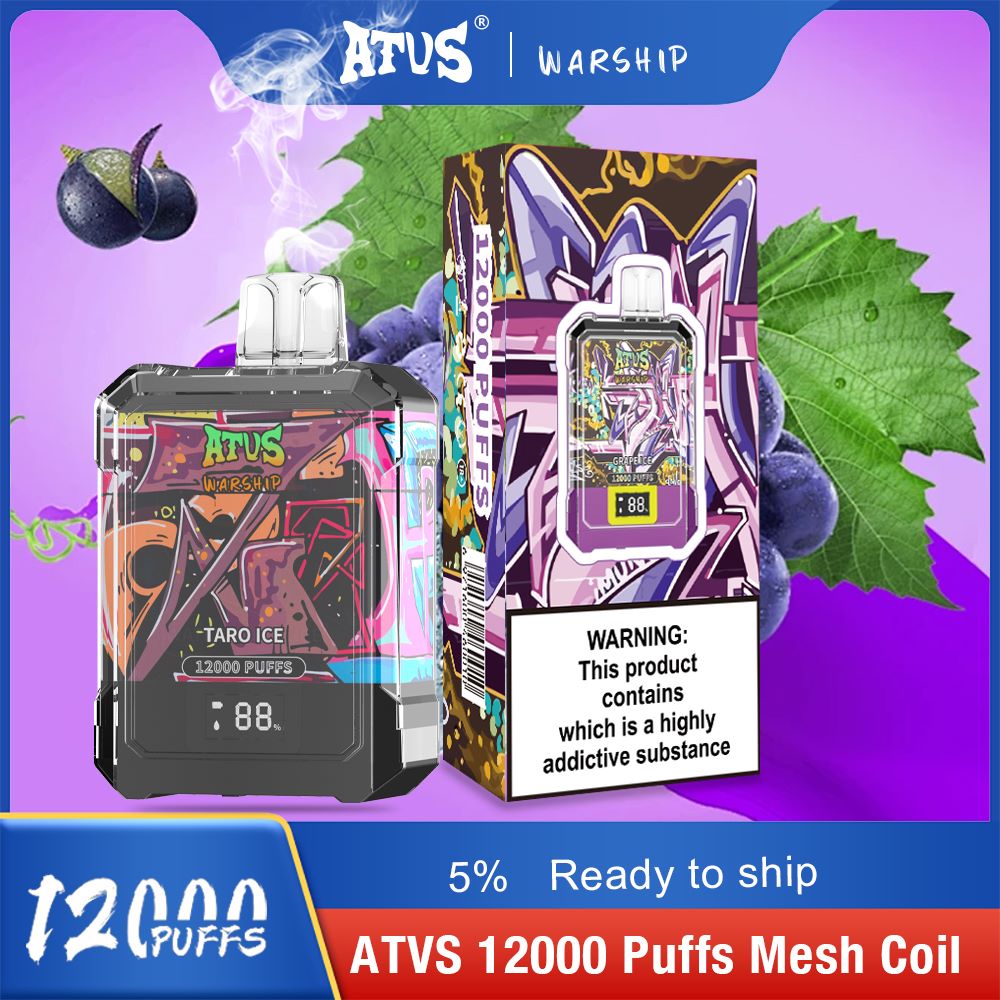 DE013A 12000 Puffs Disposable Vapes with LED display screen and adjustable airflow ATVS Vape