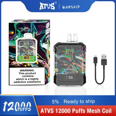 DE013A 12000 Puffs Disposable Vapes with LED display screen and adjustable airflow ATVS Vape