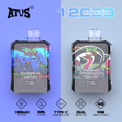 DE013A 12000 Puffs Disposable Vapes with LED display screen and adjustable airflow ATVS Vape