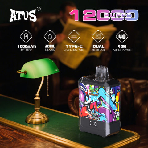 DE013A 12000 Puffs Disposable Vapes with LED display screen and adjustable airflow ATVS Vape