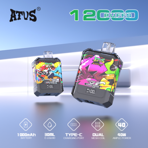 DE013A 12000 Puffs Disposable Vapes with LED display screen and adjustable airflow ATVS Vape