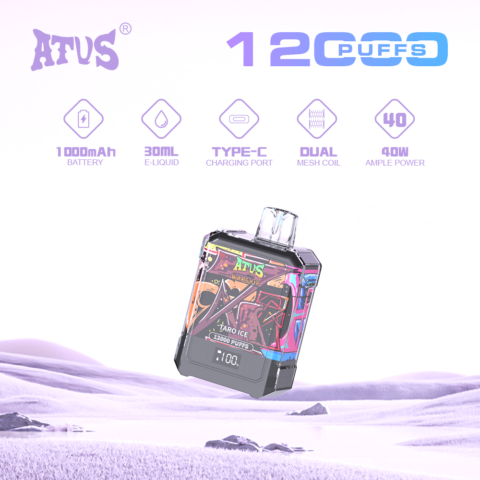 DE013A 12000 Puffs Disposable Vapes with LED display screen and adjustable airflow ATVS Vape