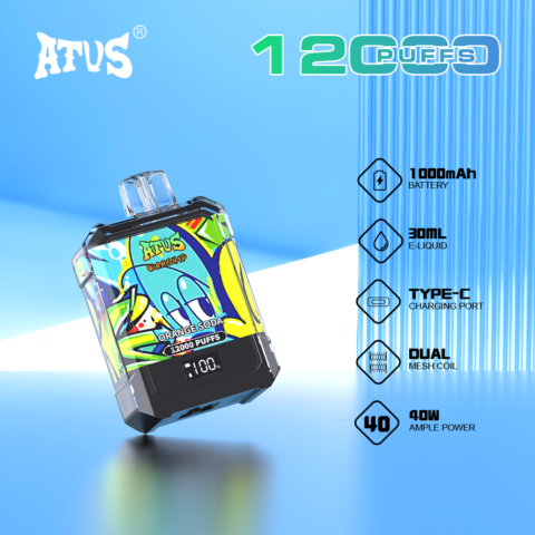 DE013A 12000 Puffs Disposable Vapes with LED display screen and adjustable airflow ATVS Vape