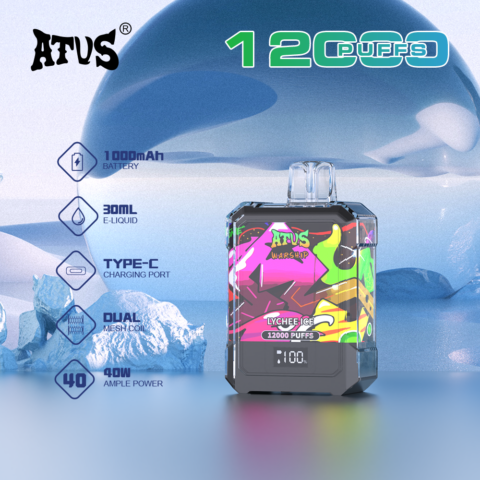 DE013A 12000 Puffs Disposable Vapes with LED display screen and adjustable airflow ATVS Vape