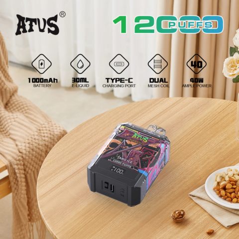 DE013A 12000 Puffs Disposable Vapes with LED display screen and adjustable airflow ATVS Vape