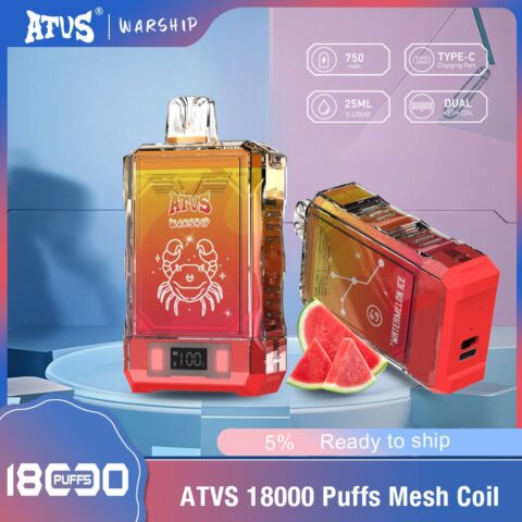 DE015 18000 Puffs Disposable Vape with LED display screen and adjustable airflow rechargeable ATVS Vape