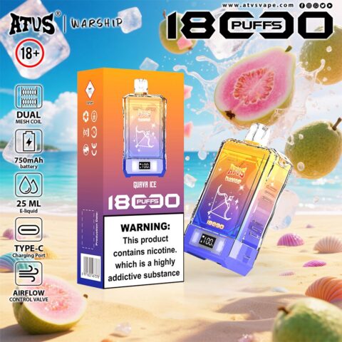 DE015 18000 Puffs Disposable Vape with LED display screen and adjustable airflow rechargeable ATVS Vape