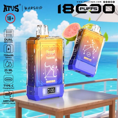 DE015 18000 Puffs Disposable Vape with LED display screen and adjustable airflow rechargeable ATVS Vape