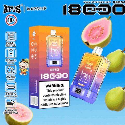 DE015 18000 Puffs Disposable Vape with LED display screen and adjustable airflow rechargeable ATVS Vape