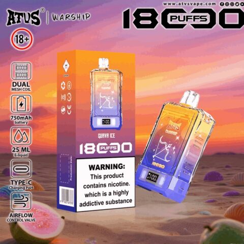 DE015 18000 Puffs Disposable Vape with LED display screen and adjustable airflow rechargeable ATVS Vape