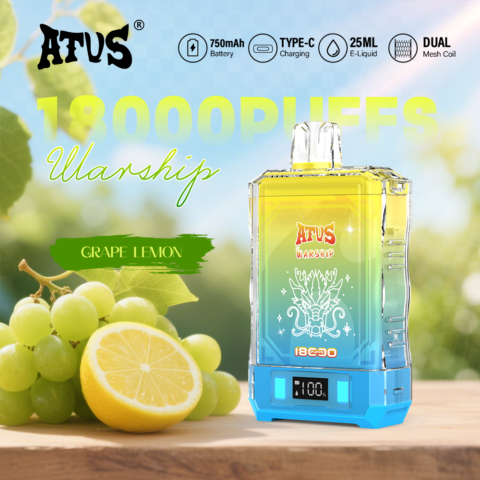 DE015 18000 Puffs Disposable Vape with LED display screen and adjustable airflow rechargeable ATVS Vape