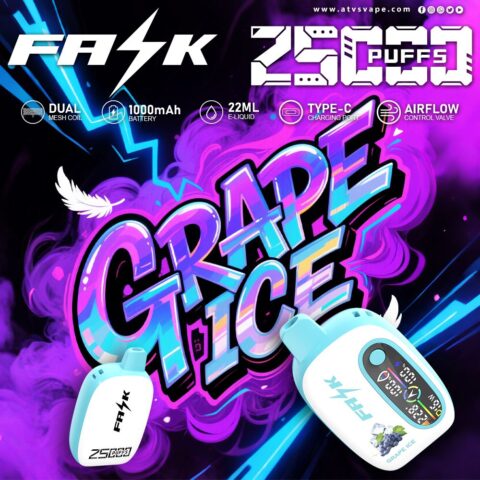 DE016 25000 Puffs Disposable Vape with LED display screen and adjustable airflow rechargeable ATVS Vape