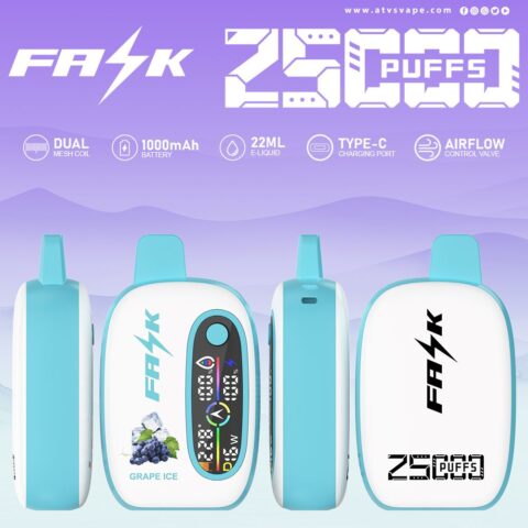 DE016 25000 Puffs Disposable Vape with LED display screen and adjustable airflow rechargeable ATVS Vape