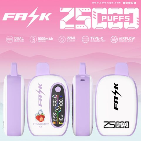 DE016 25000 Puffs Disposable Vape with LED display screen and adjustable airflow rechargeable ATVS Vape