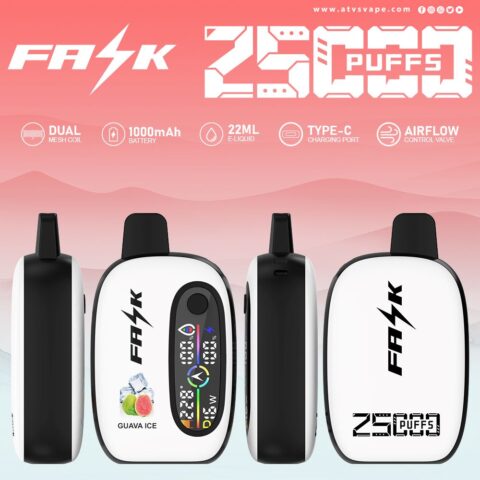 DE016 25000 Puffs Disposable Vape with LED display screen and adjustable airflow rechargeable ATVS Vape