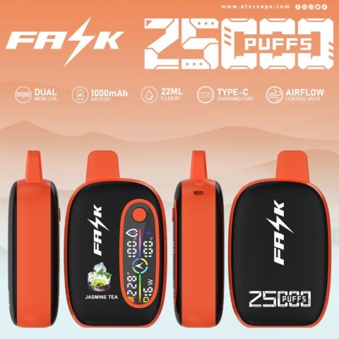 DE016 25000 Puffs Disposable Vape with LED display screen and adjustable airflow rechargeable ATVS Vape