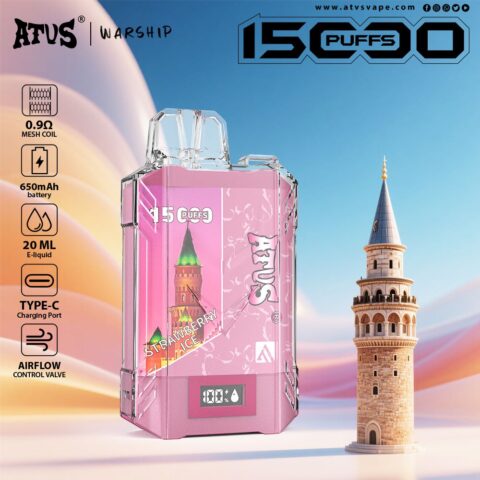 DE017 15000 Puffs Disposable Vape with LED display screen and adjustable airflow rechargeable ATVS Vape