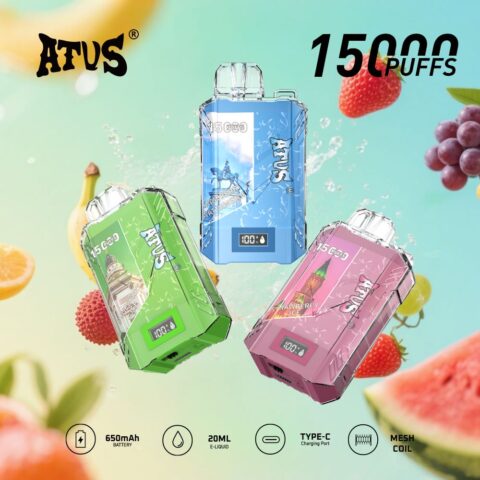 DE017 15000 Puffs Disposable Vape with LED display screen and adjustable airflow rechargeable ATVS Vape