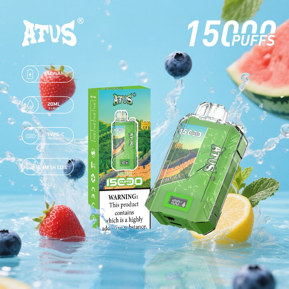 DE017 15000 Puffs Disposable Vape with LED display screen and adjustable airflow rechargeable ATVS Vape