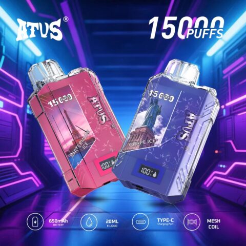 DE017 15000 Puffs Disposable Vape with LED display screen and adjustable airflow rechargeable ATVS Vape