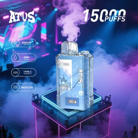 DE017 15000 Puffs Disposable Vape with LED display screen and adjustable airflow rechargeable ATVS Vape