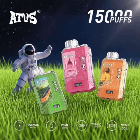 DE017 15000 Puffs Disposable Vape with LED display screen and adjustable airflow rechargeable ATVS Vape