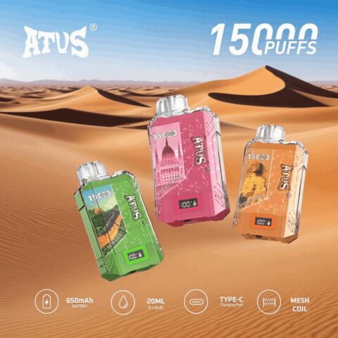 DE017 15000 Puffs Disposable Vape with LED display screen and adjustable airflow rechargeable ATVS Vape