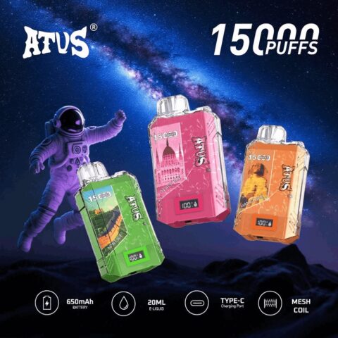 DE017 15000 Puffs Disposable Vape with LED display screen and adjustable airflow rechargeable ATVS Vape