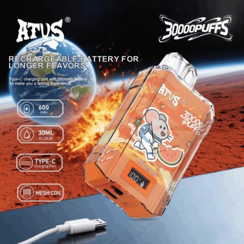 DE017 30000 Puffs Disposable Vape with LED display screen and adjustable airflow rechargeable ATVS Vape