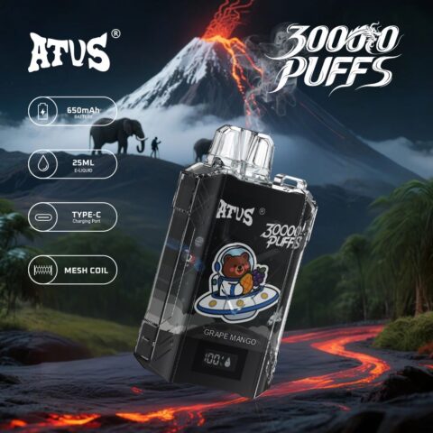 DE017 30000 Puffs Disposable Vape with LED display screen and adjustable airflow rechargeable ATVS Vape