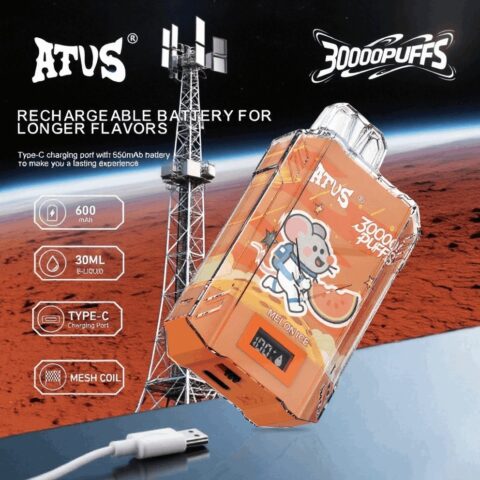 DE017 30000 Puffs Disposable Vape with LED display screen and adjustable airflow rechargeable ATVS Vape