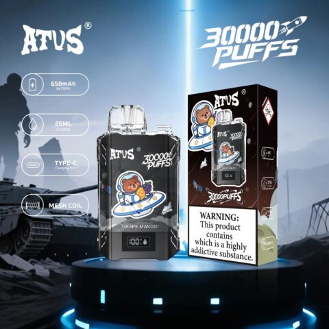 DE017 30000 Puffs Disposable Vape with LED display screen and adjustable airflow rechargeable ATVS Vape