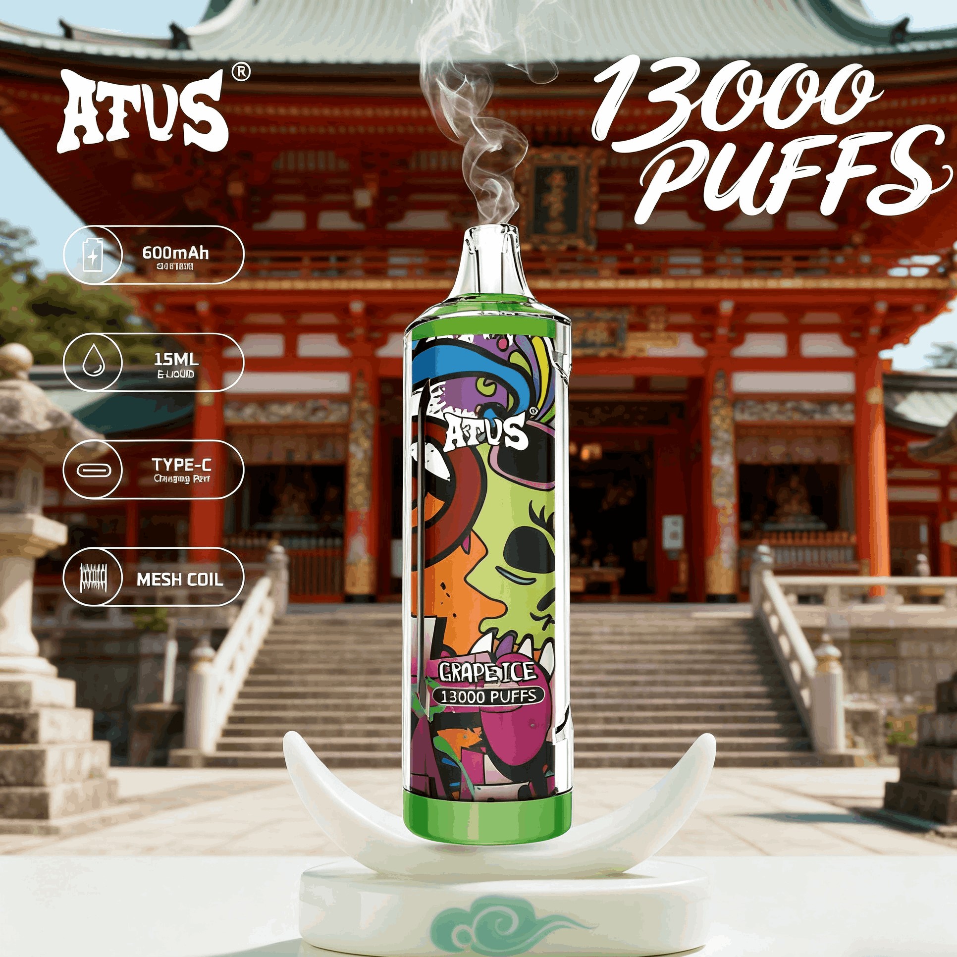 DE018 13000 Puffs Disposable Vape with rechargeable ATVS Vape