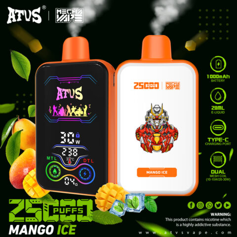 DE022 25000 Puffs Disposable Vape with Full screen rechargeable and adjustable airflow ATVS Vape