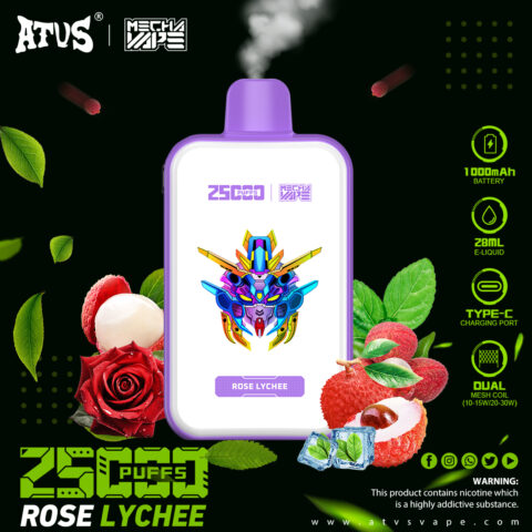 DE022 25000 Puffs Disposable Vape with Full screen rechargeable and adjustable airflow ATVS Vape