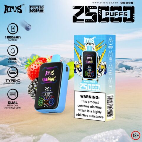 DE022 25000 Puffs Disposable Vape with Full screen rechargeable and adjustable airflow ATVS Vape