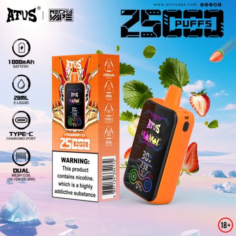 DE022 25000 Puffs Disposable Vape with Full screen rechargeable and adjustable airflow ATVS Vape