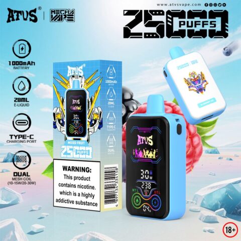 DE022 25000 Puffs Disposable Vape with Full screen rechargeable and adjustable airflow ATVS Vape